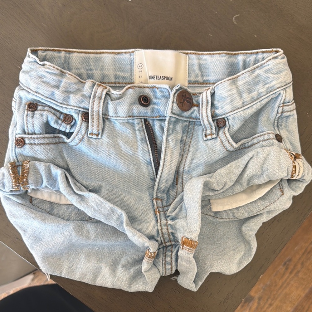 One Teaspoon Light Blue Denim Kid's Shorts